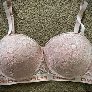 NWOT BEBE Pink Lace Padded Bra Designer 36DD Women’s Sexy Intimates Night Wear